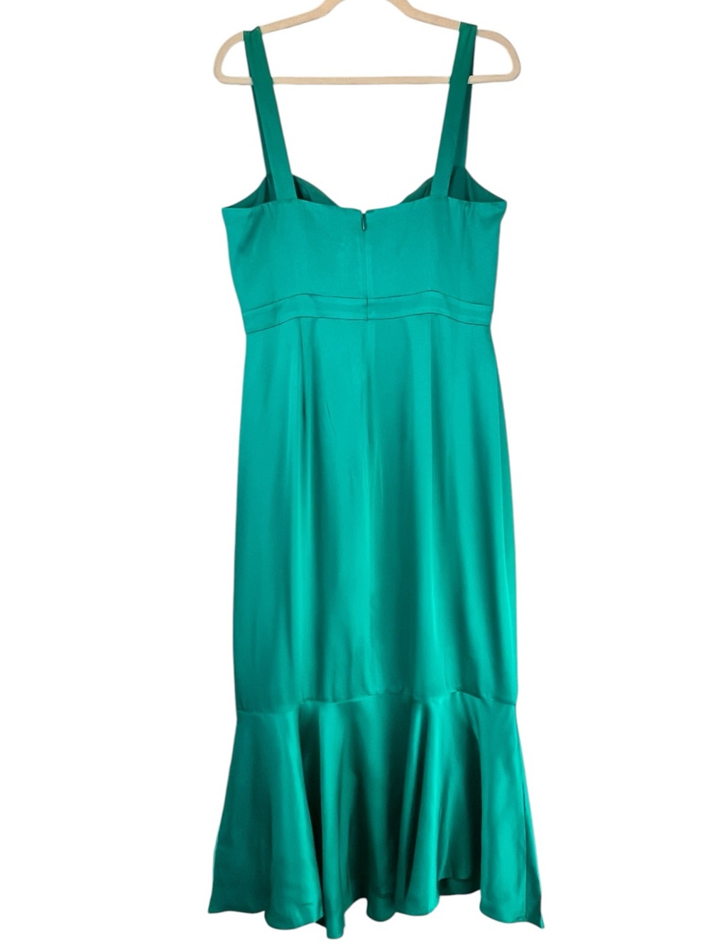 J. Crew Collection Elegant Fitted Flare-Hem Midi Dress in Luster Crepe Green 10 - Picture 5 of 13